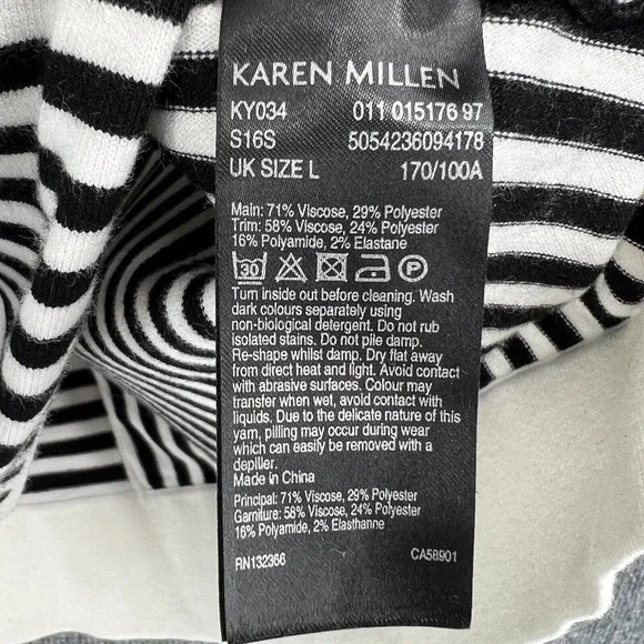 Karen Millen Sweater Womens Large Black White Striped Long Sleeve Tunic - Picture 5 of 10